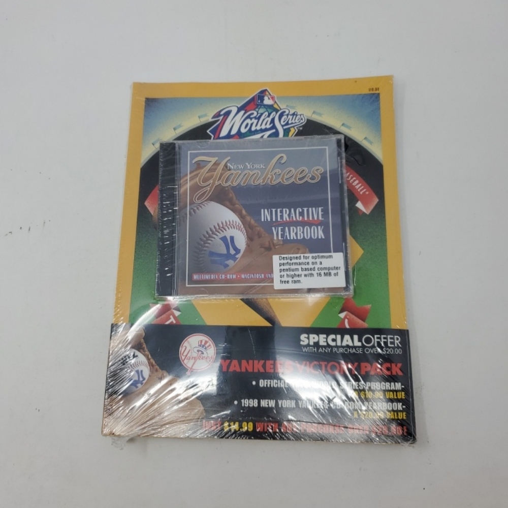 New 1998 OFFICIAL MLB NEW YORK YANKEES WORLD SERIES PROGRAM Book & CD ROM